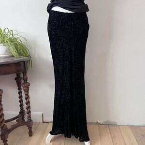 Vintage Lidia Biday Maxi Skirt Womens Sz 8 Velvet Burnout Black Vampirecore
